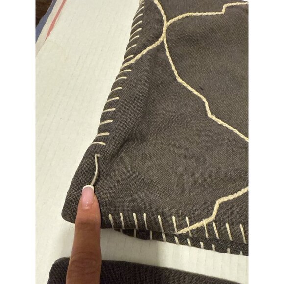 2 Pottery Barn Grey Moroccan Tile Embroidered Pillows Shams 22X22 - Picture 6 of 11